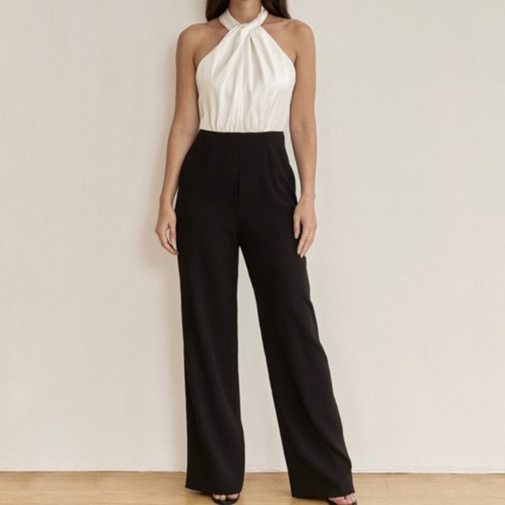 Trina Turk Black and White Halter Jumpsuit